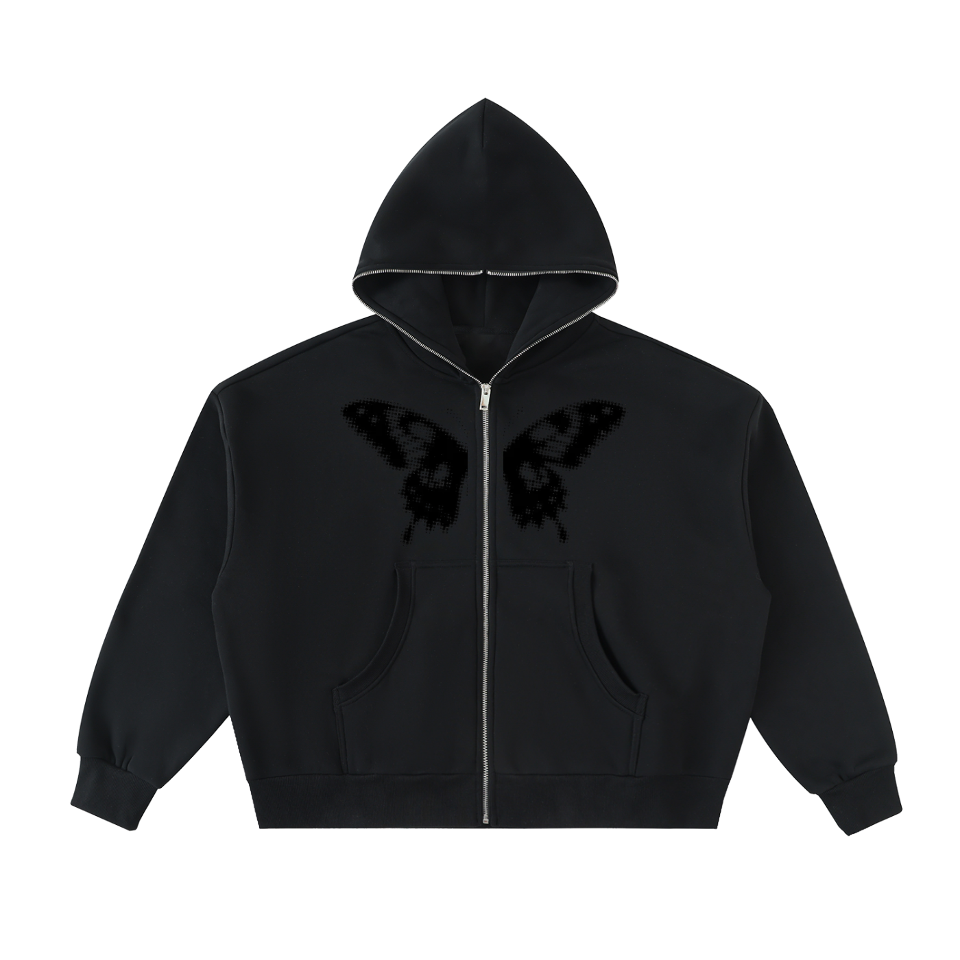 Barely™ zip-up hoodie front view - premium zip hoodie streetwear